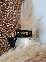 GEWEBTES STOFFARMBAND *LOVE* BLACK