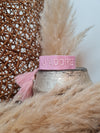 GEWEBTES STOFFARMBAND *J'ADORE' ROSA