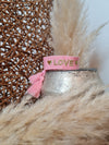 GEWEBTES STOFFARMBAND *LOVE* ROSA/GOLD