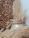 GEWEBTES STOFFARMBAND *LOVE* BEIGE