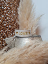 GEWEBTES STOFFARMBAND *LOVE* GREY/GOLD