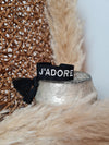 GEWEBTES STOFFARMBAND *J'ADORE* BLACK/WHITE