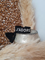 GEWEBTES STOFFARMBAND *J'ADORE* BLACK/WHITE