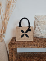 JUTE SHOPPER MINI *BLACK BLOSSOM*