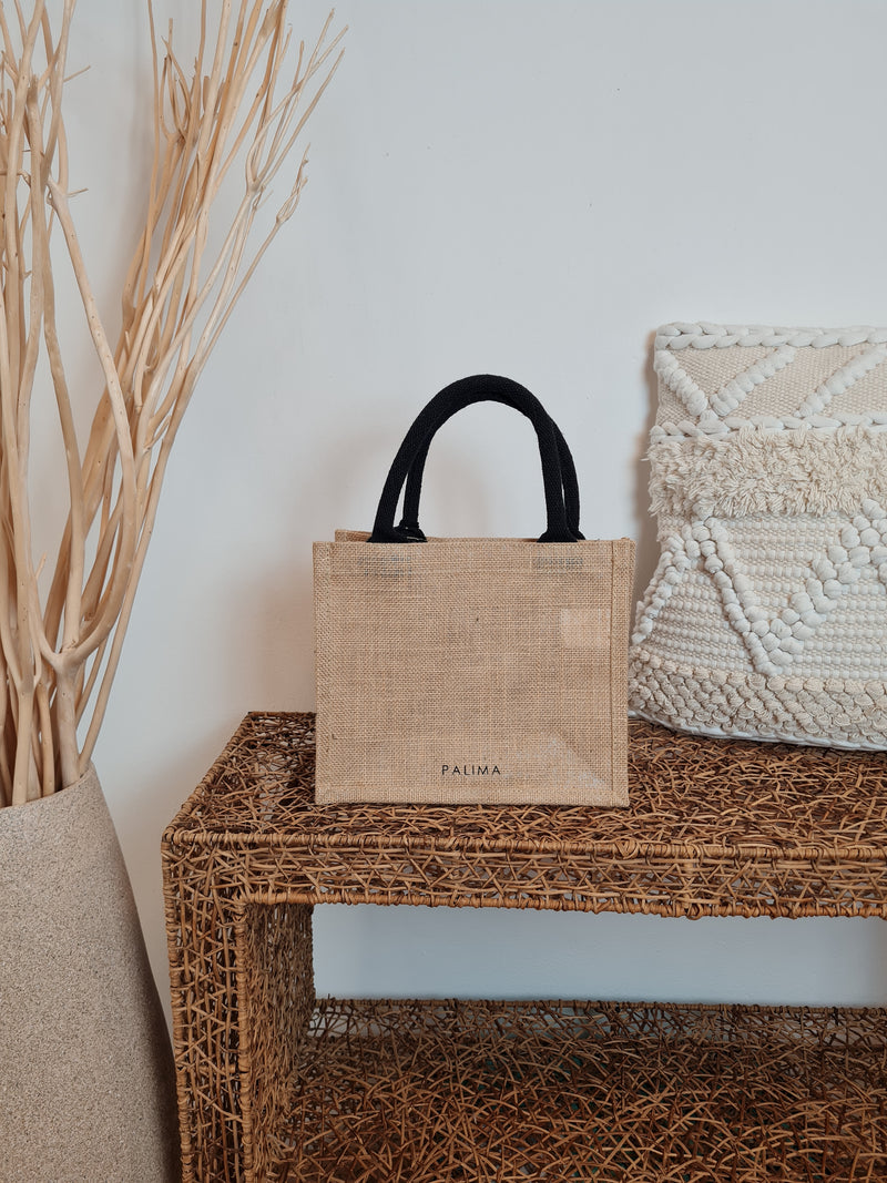 JUTE SHOPPER MINI *BLACK BLOSSOM*