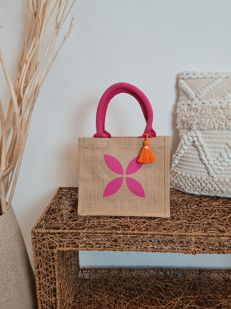 JUTE SHOPPER MINI *PINK BLOSSOM*