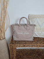 CANVAS SHOPPER MINI *coucou mon chéri* TAUPE